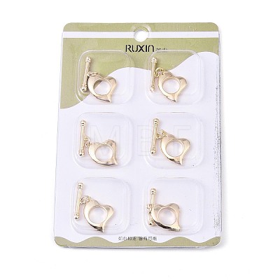 6Pcs Brass Toggle Clasps KK-T073-44G-1