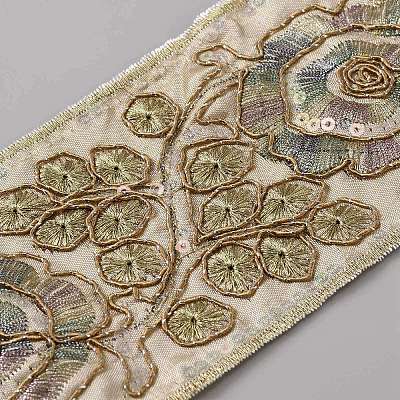 Flower Pattern Ethnic Style Embroidery Floral Polyester Ribbons OCOR-WH0070-322B-01-1