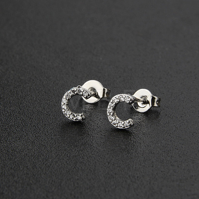 Brass Micro Pave Clear Cubic Zirconia Stud Earrings FS-WGC2F12-03-1