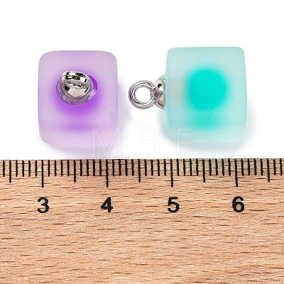 Frosted Resin Cube Pendants RESI-U002-11-1