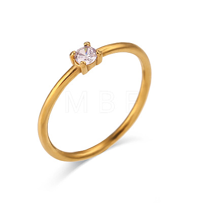 Flat Round 304 Stainless Steel Micro Pave Cubic Zirconia Finger Rings FS-WG2DA17-30-1