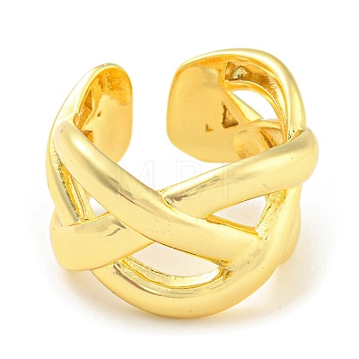 Rack Plating Brass Criss Cross Open Cuff Rings X-RJEW-Q784-10G-1