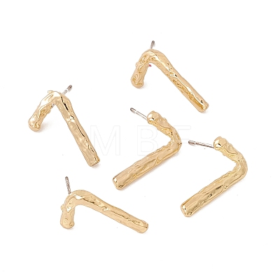 Brass Number Stud Earrings with 925 Sterling Silver Pins for Women EJEW-A077-01G-1