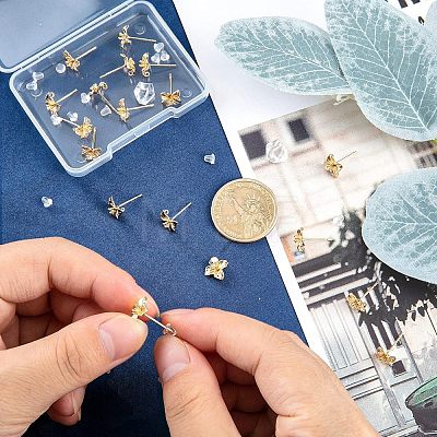 20Pcs Brass Stud Earring Findings KK-FH0004-63-1