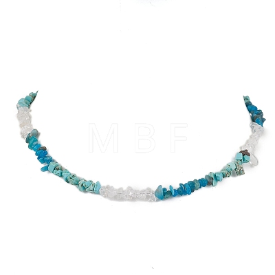 Natural Howlite & Apatite & Quartz Crystal Chip Beaded Necklaces NJEW-JN05099-05-1