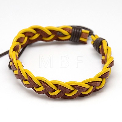 Trendy Unisex Casual Style Braided Waxed Cord and Leather Bracelets BJEW-L297-M-1