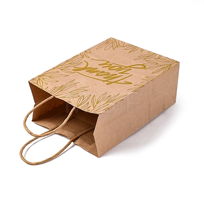 Gold Stamp Thank You Printed Paper Gift Tote Bags ABAG-Q055-03D-1