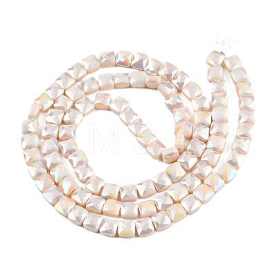 Electroplate Opaque Solid Color Glass Beads Strands EGLA-N002-42-02-1