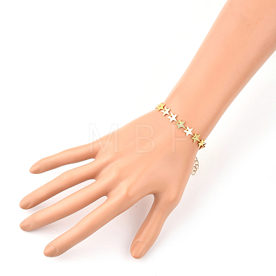 Textured Star Brass Link Bracelets BJEW-JB05350-1