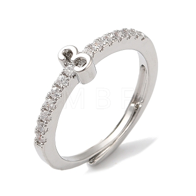 Rack Plating Brass Clear Cubic Zirconia Number 3 Adjustable Rings for Women RJEW-S407-09P-03-1