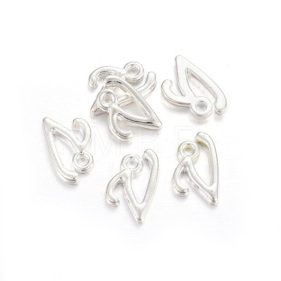 Silver Color Plated Alloy Letter Pendants PALLOY-J718-01S-V-1