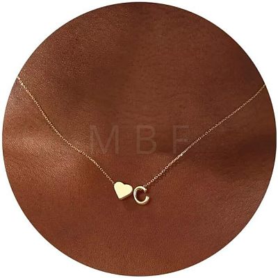 Simple Style Adjustable 316L Surgical Stainless Steel Heart and Initial Pendant Necklaces for Women WG95AEF-03-1
