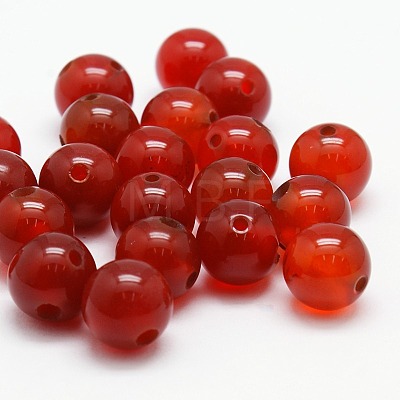 3-Hole Dyed Natural Red Agate Round Beads X-G-N0012-6mm-18-1