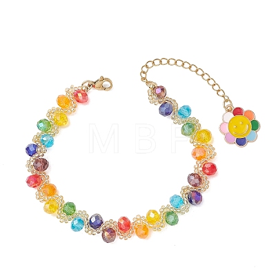 Smiling Face Adjustable Glass Seed Beaded Bracelets for Women BJEW-MZ00339-1