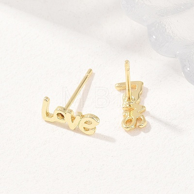Brass Stud Earrings EJEW-P346-02A-G-1