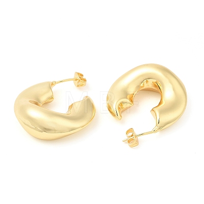 Brass Twist Donut Stud Earrings EJEW-K251-06G-1