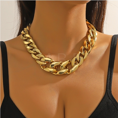 Acrylic Chunky Curb Chain Necklaces for Women NJEW-D313-02-1