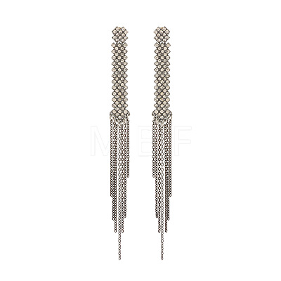 Cross Alloy Rhinestone Chain Tassel Stud Earrings WGF2F09-02-1