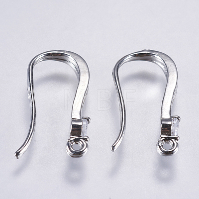 Brass Micro Pave Cubic Zirconia Earring Hooks KK-F737-54-RS-1