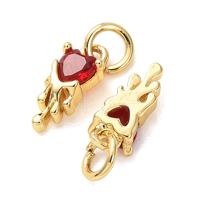 Valentine's Day Brass Micro Pave Red Cubic Zirconia Charms CU-E003-17G-B-1