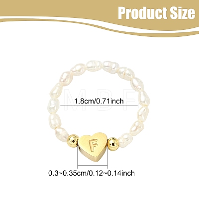 Natural Freshwater Pearl & 304 Stainless Steel Bead Finger Rings RJEW-FS00001-06-1