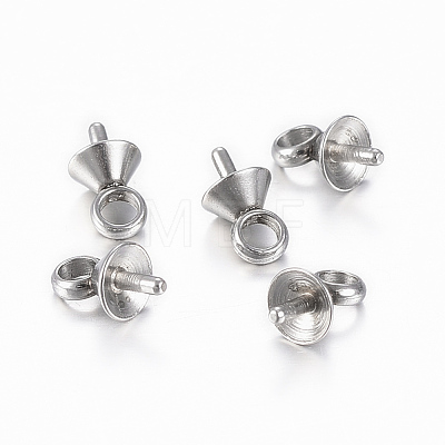 304 Stainless Steel Cup Pearl Peg Bails Pin Pendants STAS-G161-26B-1