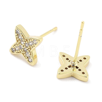 Brass Micro Pave Clear Cubic Zirconia Studs Earring for Women EJEW-S217-F02-1