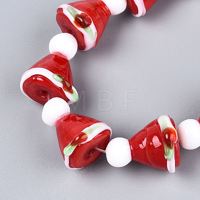 Christmas Theme Handmade Lampwork Beads Strands LAMP-N028-18B-1