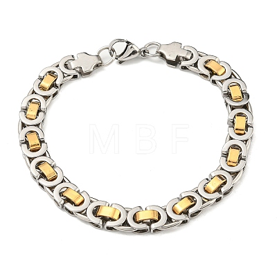 Ion Plating(IP) Two Tone 304 Stainless Steel Byzantine Chain Bracelet BJEW-B078-47B-1