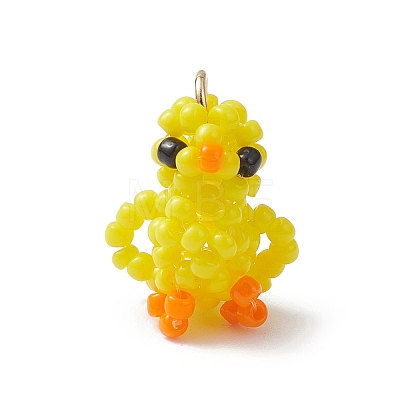 Glass Seed Beaded Duck Pendants PALLOY-MZ01100-1