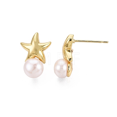 Star Brass Stud Earrings PEAR-N020-JY01-1