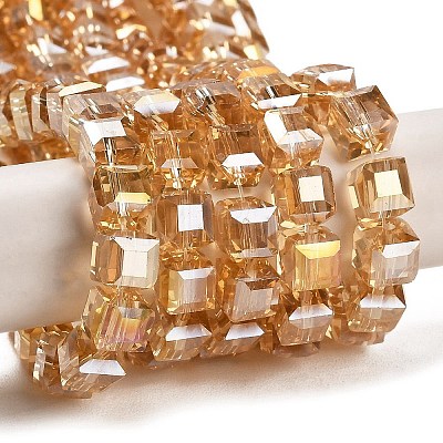 Electroplate Glass Beads Strands EGLA-D018-8x8mm-49-1