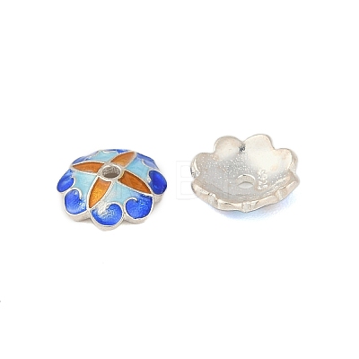 925 Sterling Silver Enamel Bead Caps STER-P060-06P-1