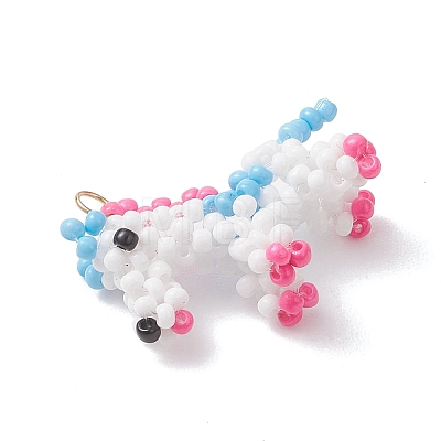 3D Glass Seed Beaded Horse Pendants PALLOY-MZ01215-1