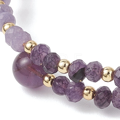 Dyed Natural Malaysia Jade & Brass Beaded Bangles for Women BJEW-JB13343-04-1