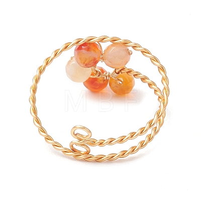 Flower Natural Carnelian Adjustable Rings RJEW-TA00126-01-1