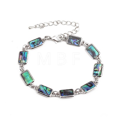 Rectangle Natural Abalone Shell/Paua Shell Link Bracelets for Women FS5984-16-1