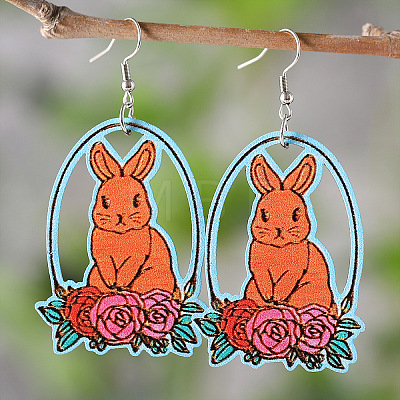 Easter Wood Dangle Earrings FS-WGE0D87-01-1