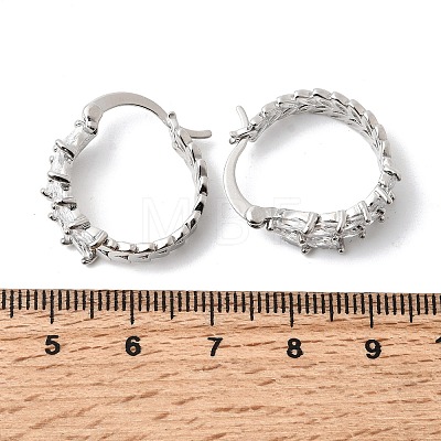 Leaf Brass Micro Pave Cubic Zirconia Hoop Earrings EJEW-P333-03P-1