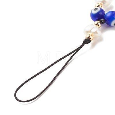 Handmade Evil Eye Lampwork Mobile Straps HJEW-JM00690-1