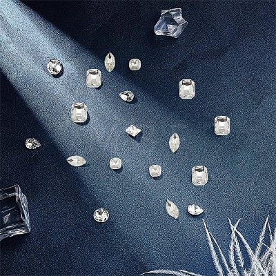 70Pcs 7 Style DIY Pointed Back K9 Glass Rhinestone Cabochons RGLA-CA0001-07-1