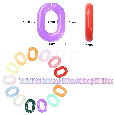 360Pcs 12 Colors Acrylic Linking Rings MACR-CJ0001-40-1