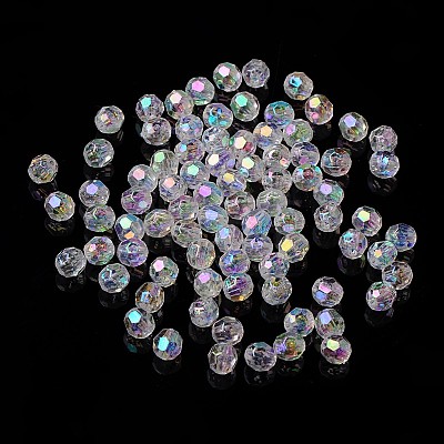 AB Color Transparent Acrylic Faceted Round Clear AB Beads X-PL642-22-1