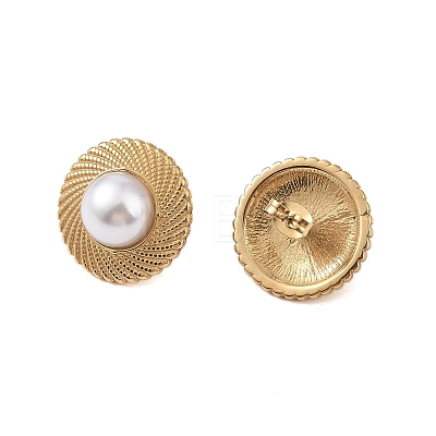 Ion Plating(IP) 304 Stainless Steel with ABS Imitation Pearl Stud Earrings for Women EJEW-N055-06G-1