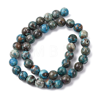 Dyed Natural Ocean Agate/Ocean Jasper Round Beads Strands G-E331-30A-1
