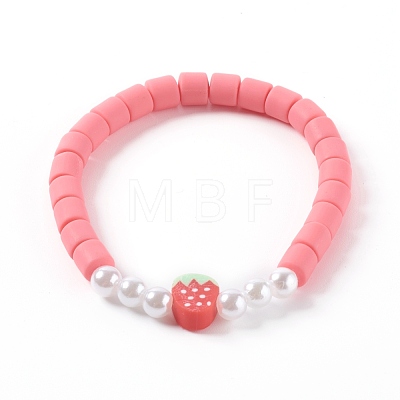 Handmade Polymer Clay Stretch Beaded Bracelets BJEW-JB06045-1