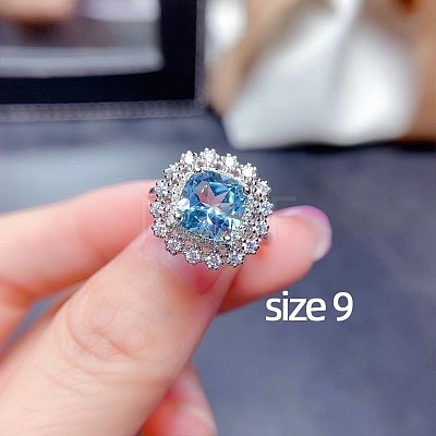 Square Alloy Rhinestone Pendant Necklace & Stud Earring & Finger Ring Sets WG30FCB-01-1