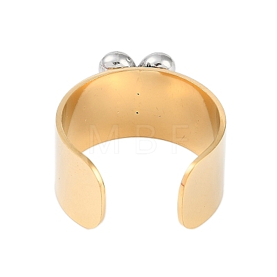 304 Stainless Steel Heart Open Cuff Rings RJEW-C095-04G-1