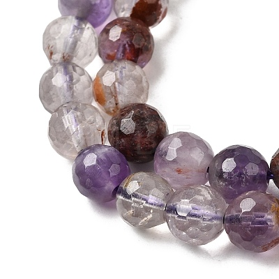 Natural Purple Phantom Quartz Purple Lodolite Quartz Round Beads Strands G-Z127-B01-6mm-1