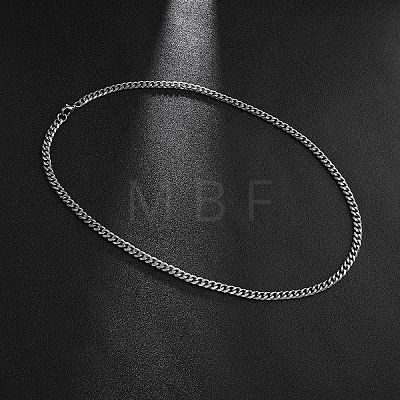 201 Stainless Steel Curb Chain Necklaces for Men NJEW-Q336-08A-P-1